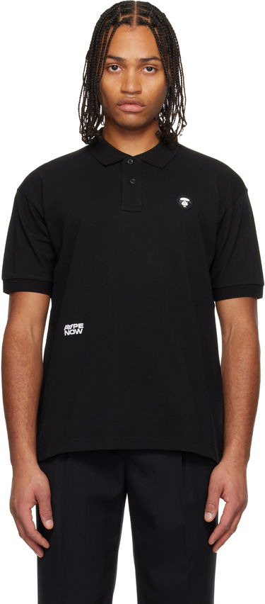 Поло тениска AAPE by A Bathing Ape 'AAPENOW' Moonface Logo Short-Sleeve Pique Polo Черно | AAPPOM1609XXNBKX, 0