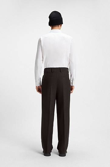 Панталони BOSS Modern-Fit Herringbone Stretch Dobby Trousers Черно | 50544666, 1