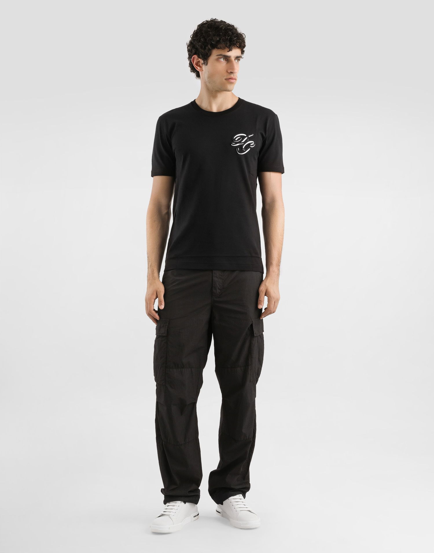 Тениска Dolce & Gabbana Dolce & Gabbana Embroidered Cotton T-Shirt Черно | G8RN8ZG7PJ0N0000, 1