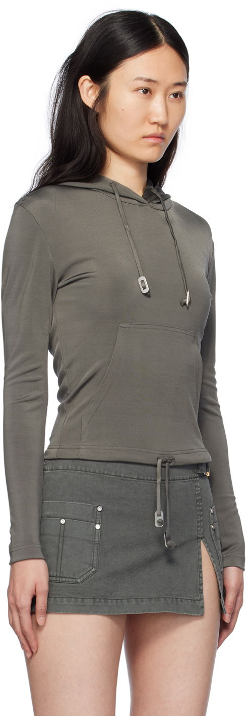 Суитчър Dion Lee Lustrous Shrunken Hoodie Сиво | C3164PS24, 1