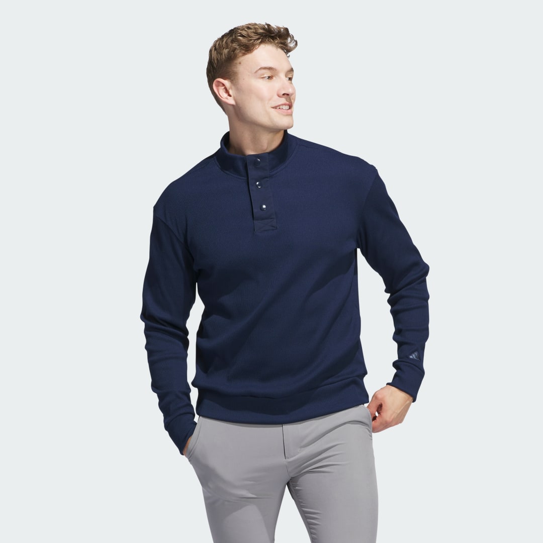 Пуловер adidas Performance Cosy Quarter-Snap Golf Sweatshirt Тъмно синьо | IW6713, 0