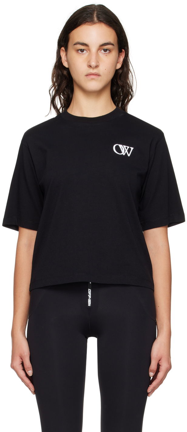 Тениска Off-White Black Flock Ow Basic T-Shirt Черно | OWAA124F23JER0071001, 0