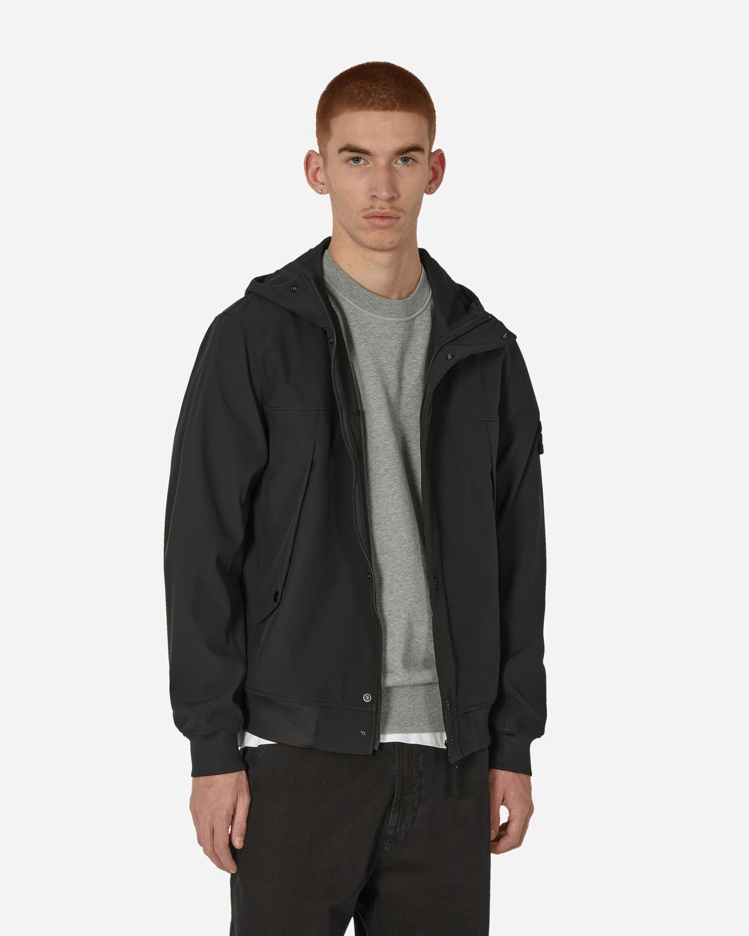 Яке Stone Island Logo Light Soft Shell-R Jacket Черно | 801540227 V0029, 0