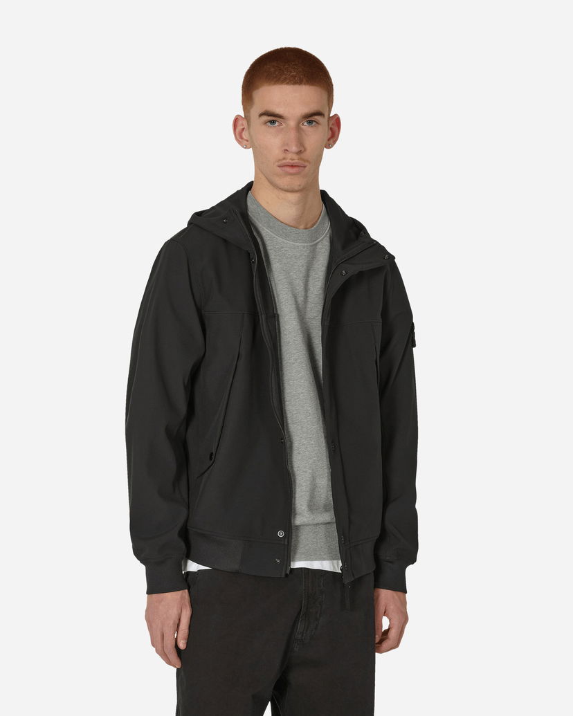 Яке Stone Island Logo Light Soft Shell-R Jacket Черно | 801540227 V0029