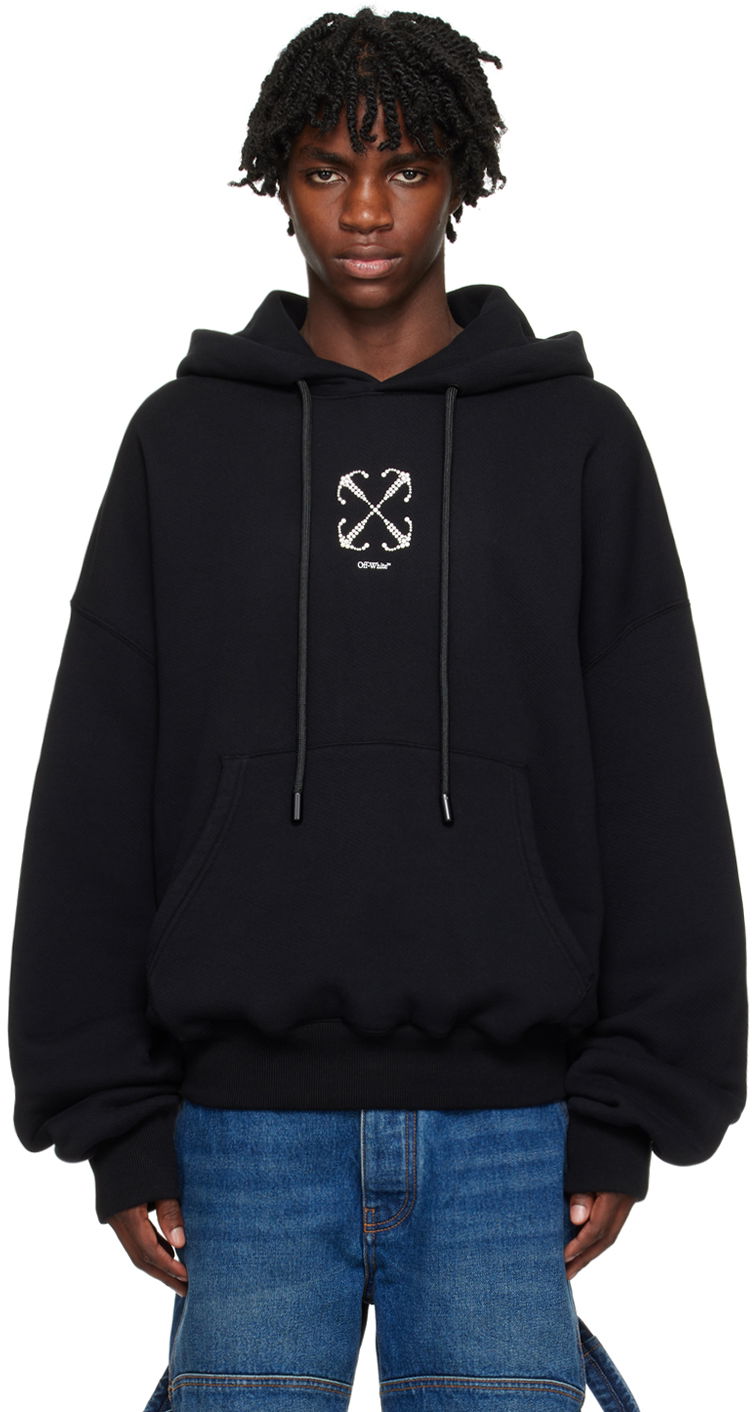 Суитчър Off-White Black Embroidered Logo Hoodie Черно | OMBB118F23FLE0101001, 0