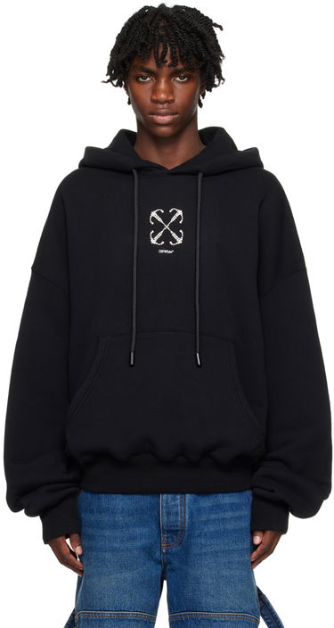 Суитчър Off-White Black Embroidered Logo Hoodie Черно | OMBB118F23FLE0101001, 0