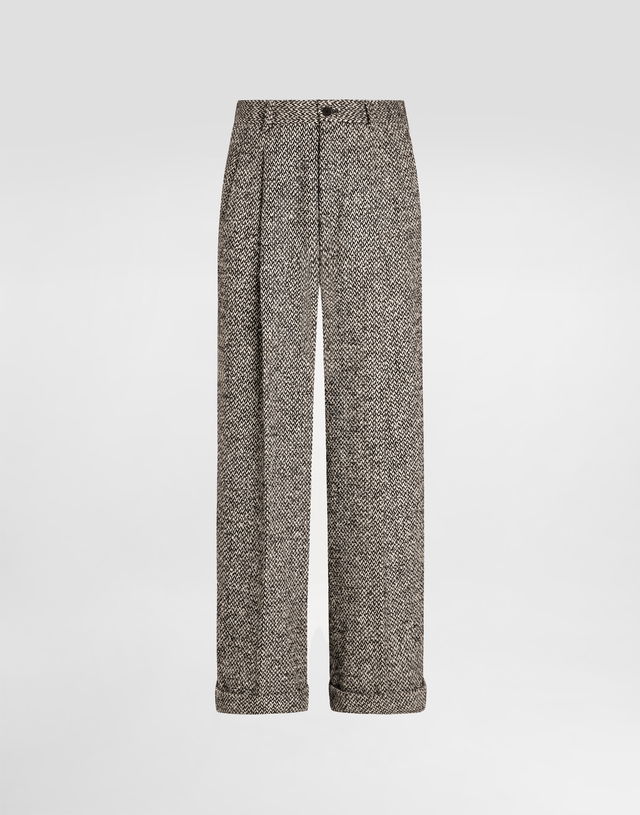 Dolce & Gabbana Wool Blend Dotted Cuffed Trousers