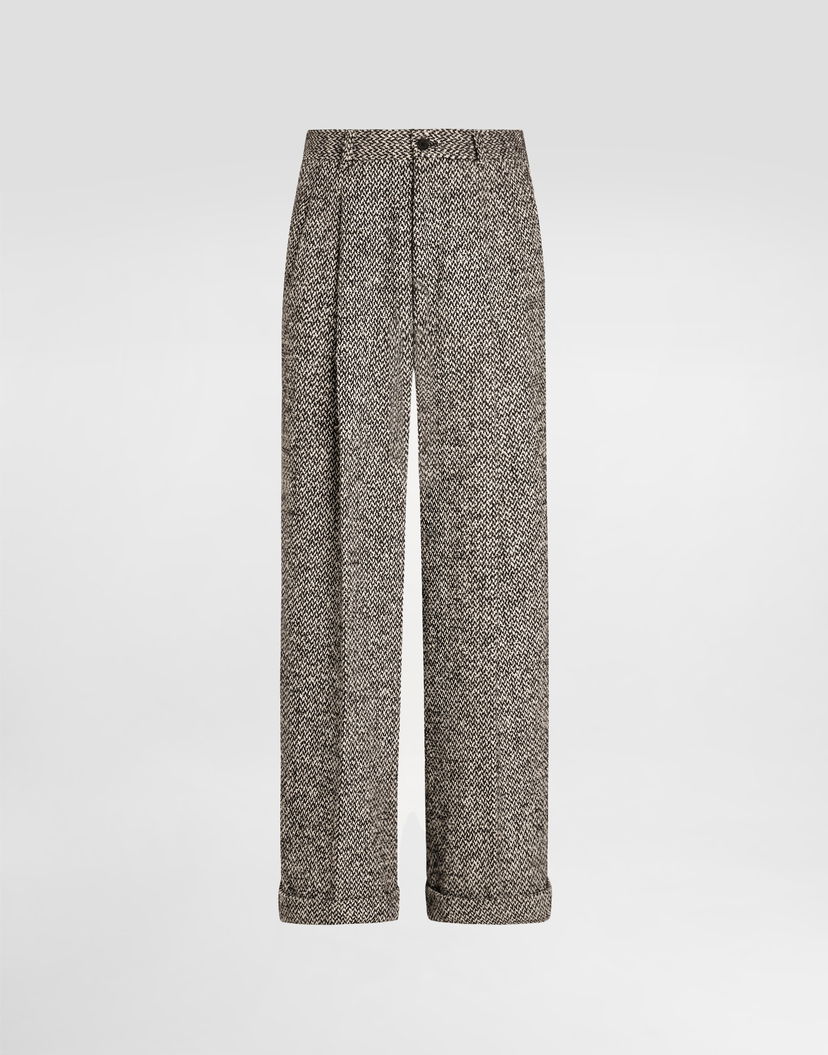 Панталони Dolce & Gabbana Dolce & Gabbana Wool Blend Dotted Cuffed Trousers Бежово | GP16OTFMZAJS8030
