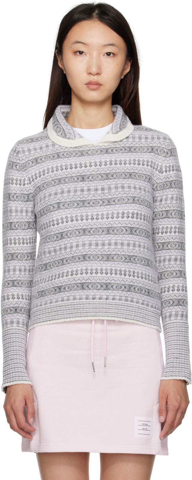Thom Browne Wool Flannel & Mohair Jacquard Sweater