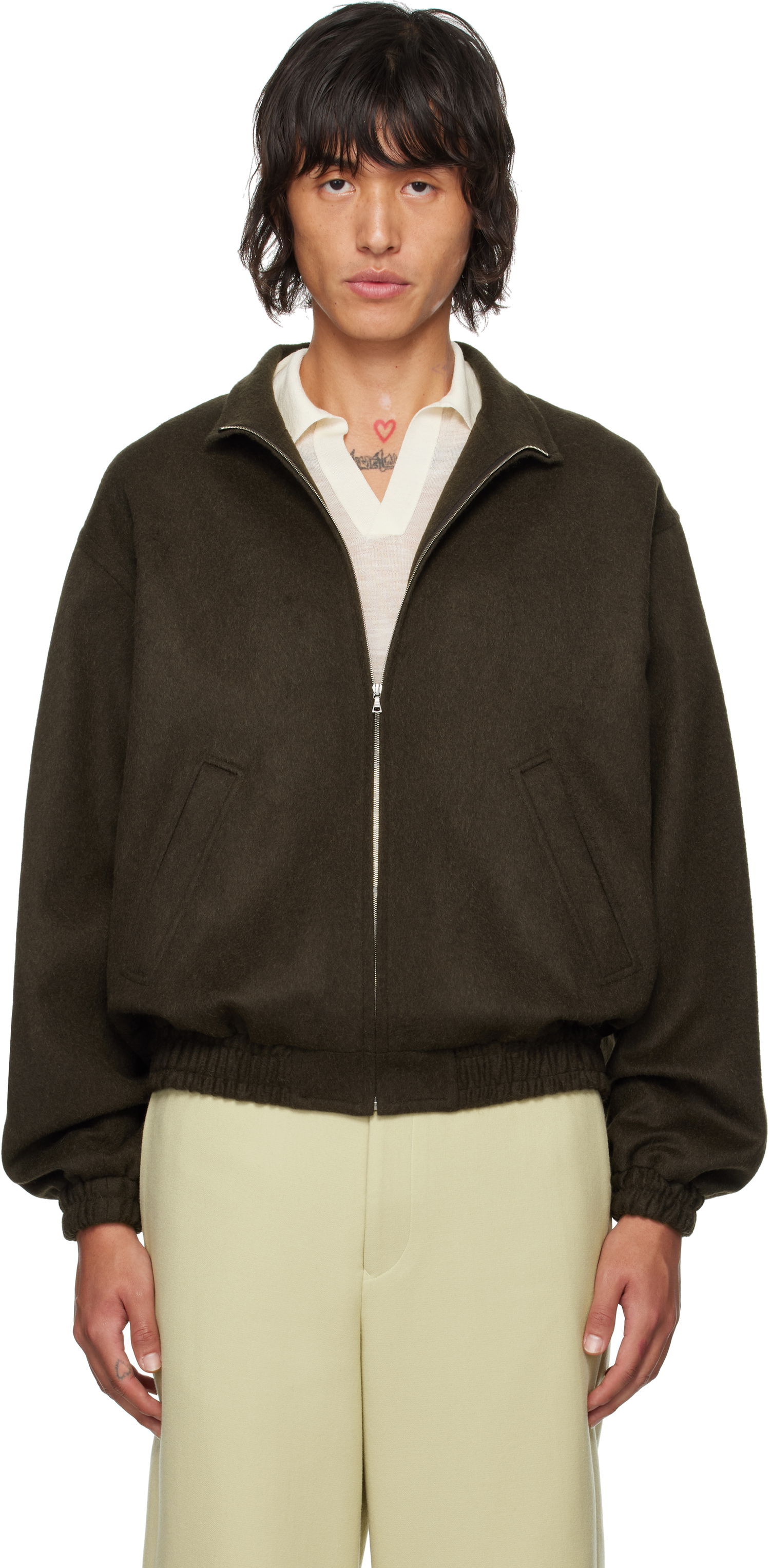 Яке бомбър AURALEE Baby Camel Flannel Bomber Jacket Кафяво | A24AB02BF, 0