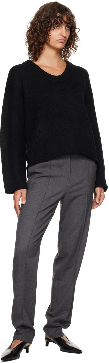 Пуловер Loulou de Saison Loulou de Saison Derry Plunging U Neck Sweater Черно | DERRY, 3