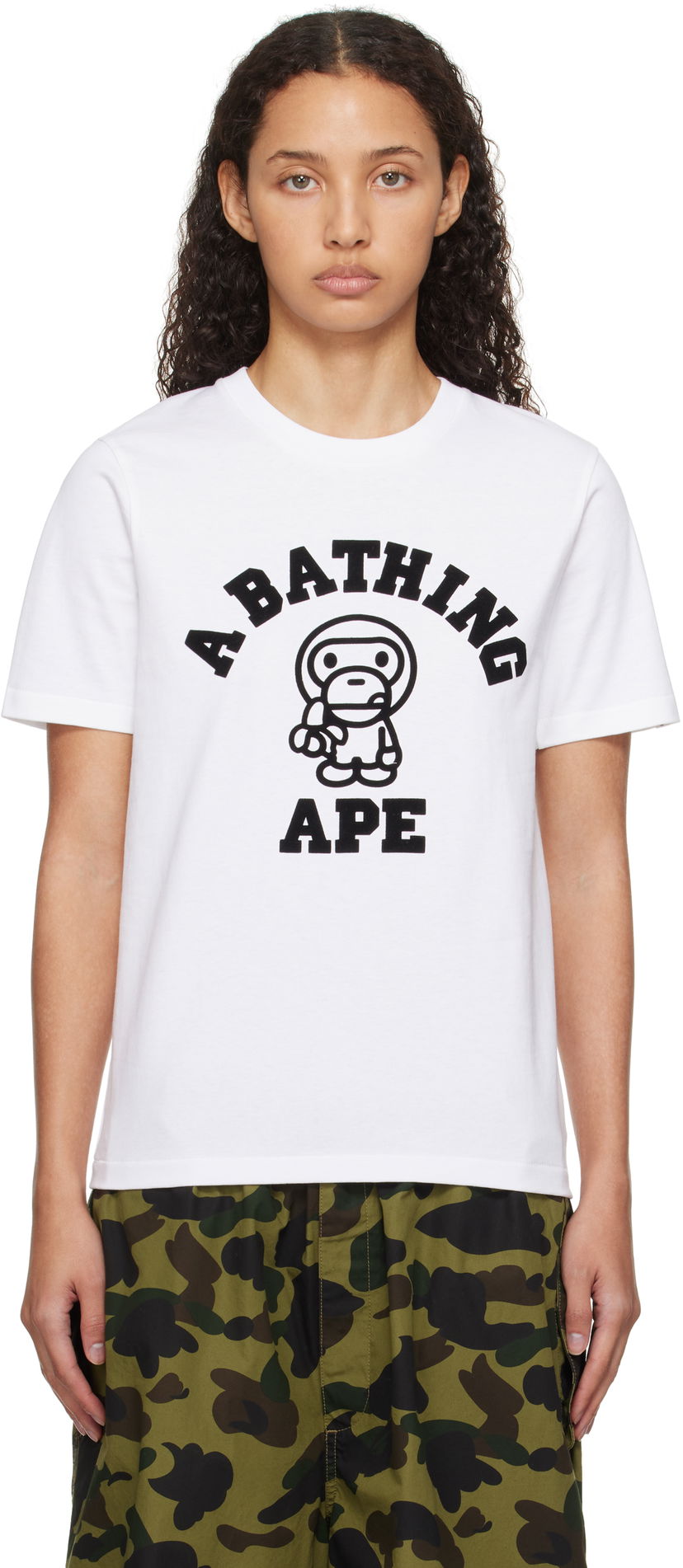 Тениска BAPE Baby Milo College T-shirt Бяло | 002TEK802108L