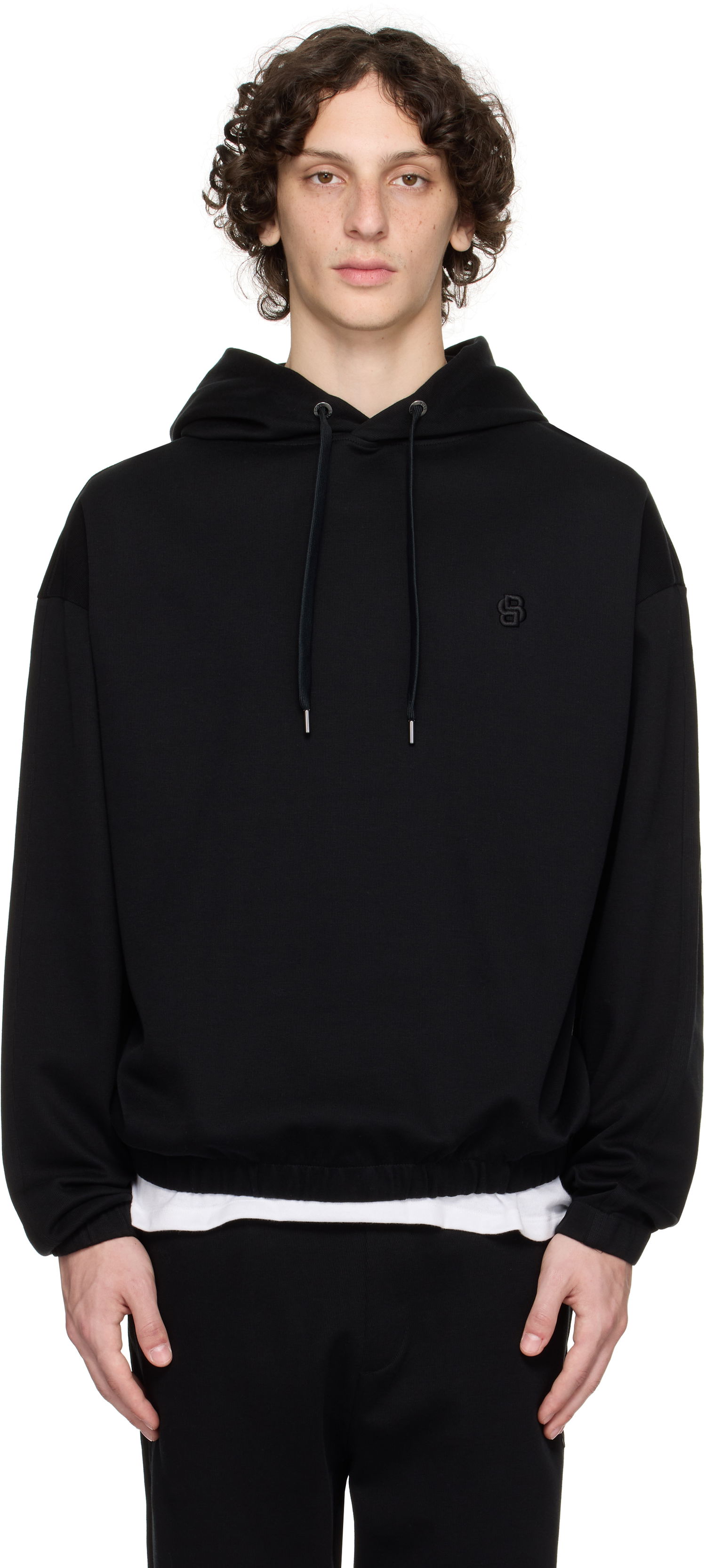 Суитчър BOSS BOSS Relaxed-Fit Mercerized Cotton Hoodie Черно | 50544099, 0