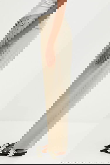 Панталони MAISON KITSUNÉ Double Pleated Wide High Waist Pants Бежово | PW01106WT3019, 1