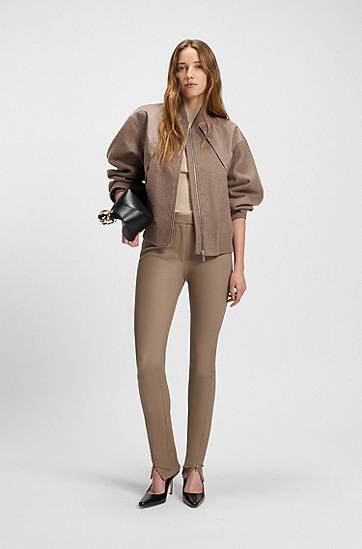 Яке бомбър BOSS BOSS Mixed-Fabric Bomber Jacket Кафяво | 50543411, 1