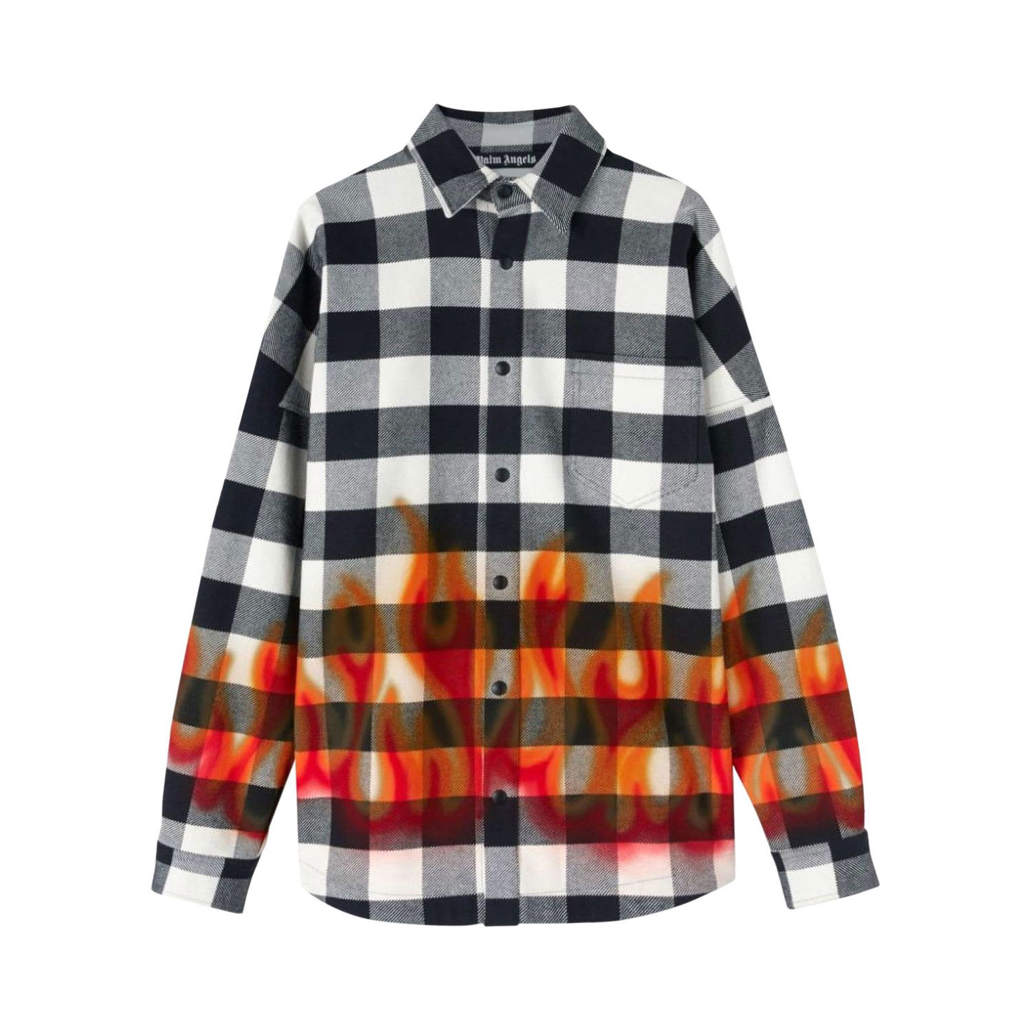 Риза Palm Angels Burning Logo Overshirt Черно | PMGA024F22FAB0021025, 1