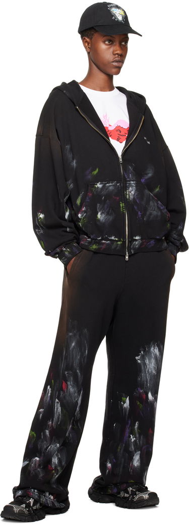 Суитчър We11done Painted Zip-Up Hoodie Черно | WD-TJ0-24-777-U-BK, 3