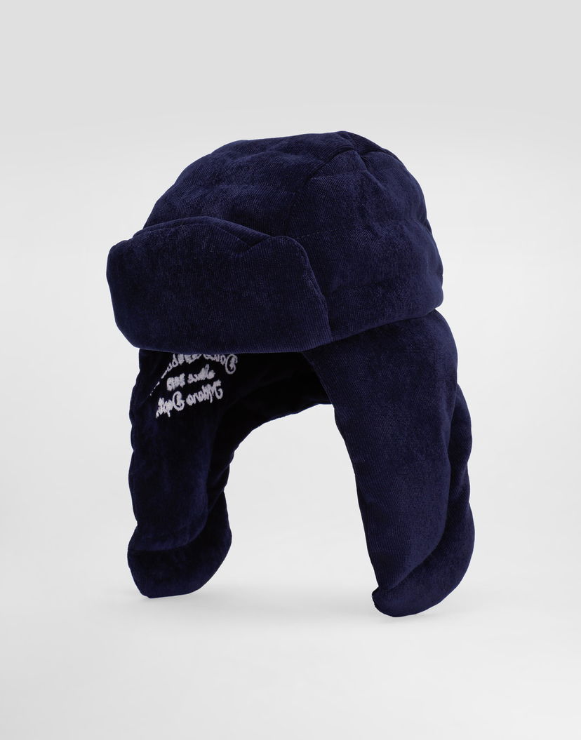 Шапка Dolce & Gabbana Dolce & Gabbana Corduroy Trapper Hat Тъмно синьо | LB5H64FUEFOB3895