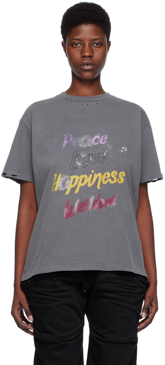 Тениска We11done We11done Lettering Graphic T-Shirt Сиво | WD-TT0-24-705-U-CH, 0