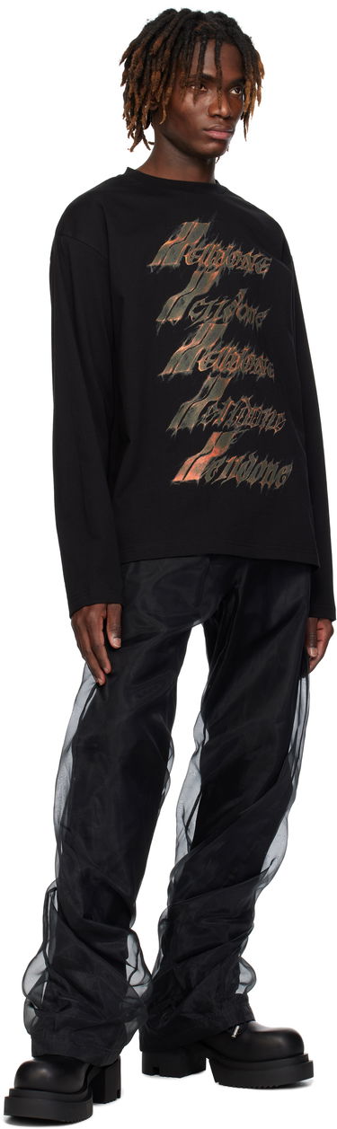 Тениска We11done We11done Spark Logo Graphic Long Sleeve T-Shirt Черно | WD-TT0-25-752-U-BK, 3