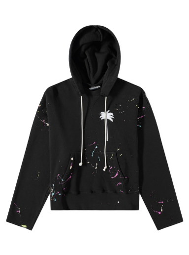 Суитчър Palm Angels Painted Palms Popover Hoody Черно | PMBB104S22FLE0011001