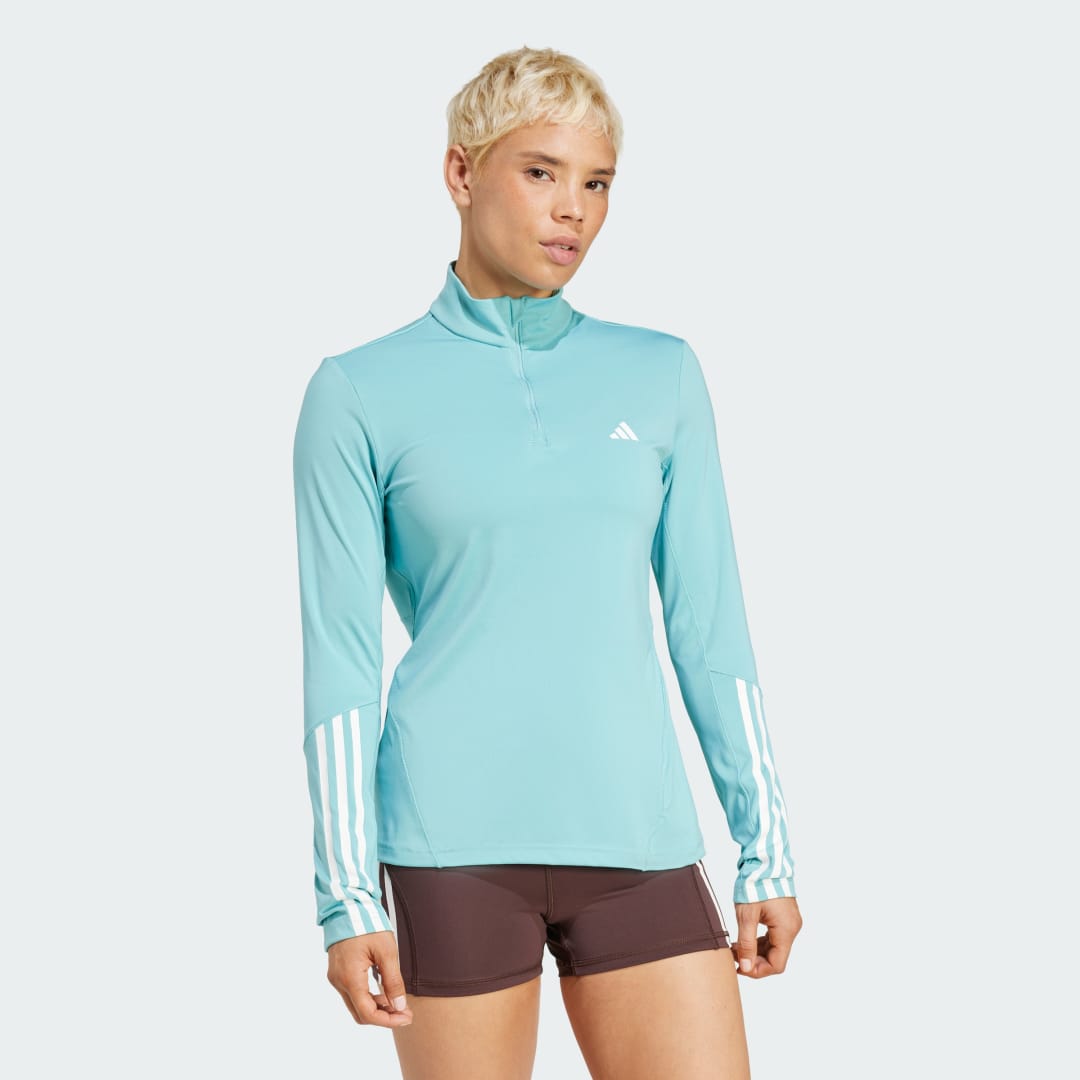 Тениска adidas Performance Hyperglam Training Quarter-Zip Тюркоазено | IX3228, 0