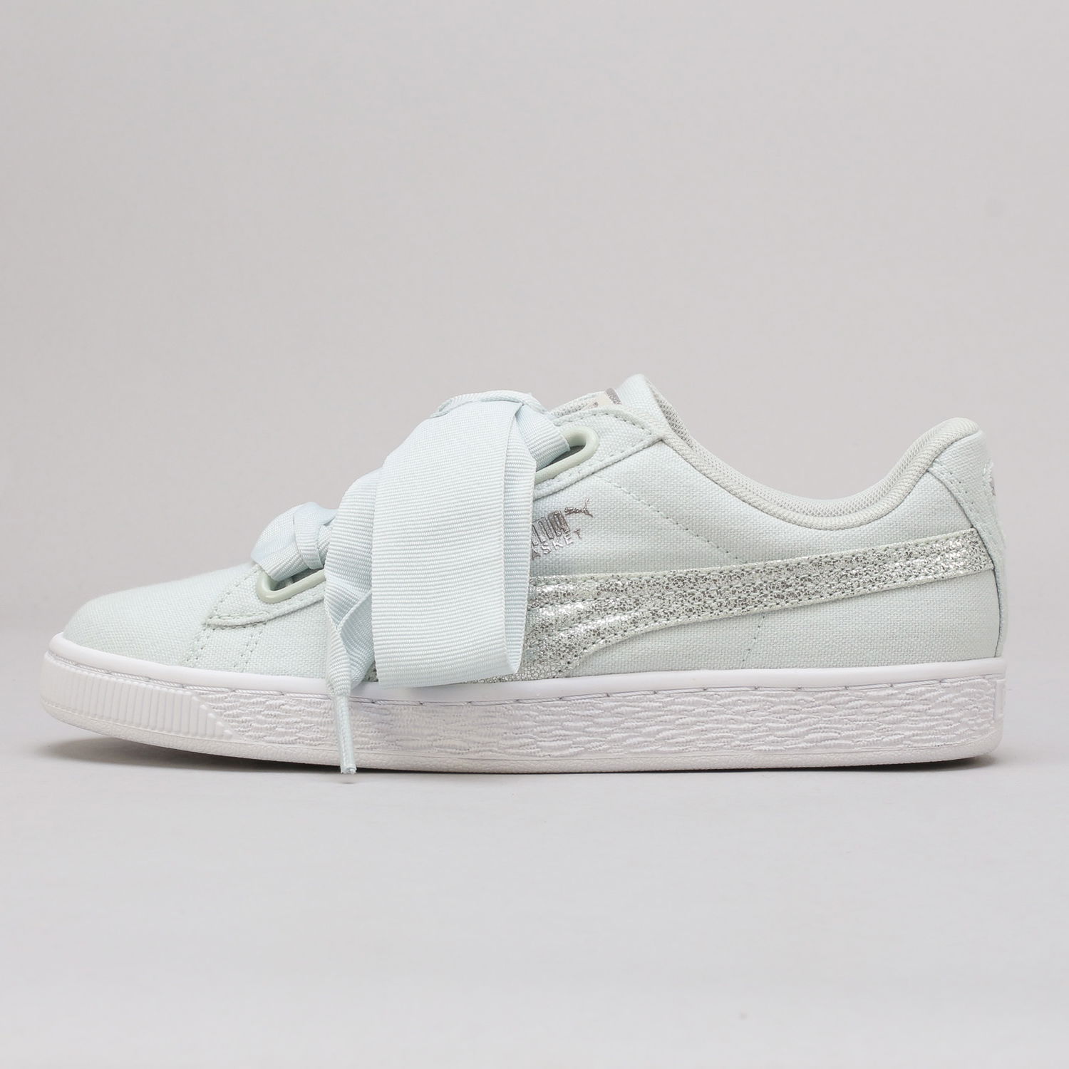 Кецове и обувки Puma Basket Heart Canvas Wn's blue flower - white - silver Синьо | 366495 03, 1