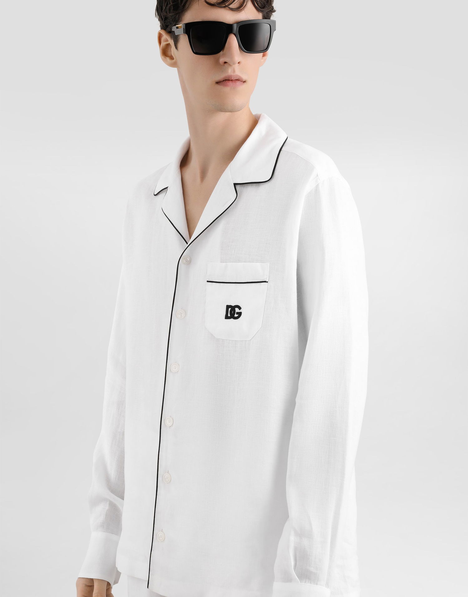 Риза Dolce & Gabbana Dolce & Gabbana Linen Vanity Shirt Бяло | G5IF1ZGJ765W0800, 1