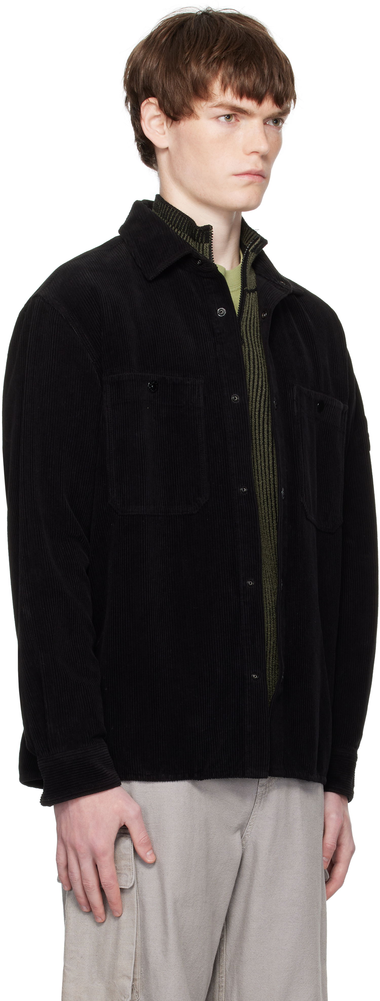 Риза Stone Island Organic Cotton Corduroy Overshirt Черно | K2S15 1200012 S0212, 1
