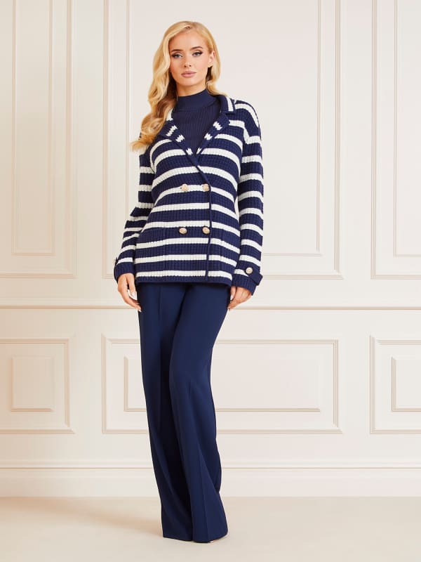 Пуловер GUESS Marciano Striped Sweater Jacket Тъмно синьо | 4RGR095792Z, 0