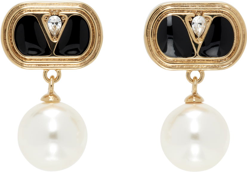 Обеци Valentino Valentino Garavani Gold-Tone & Pearl Ovalette Earrings Бяло | 7Y2J0X91NBS