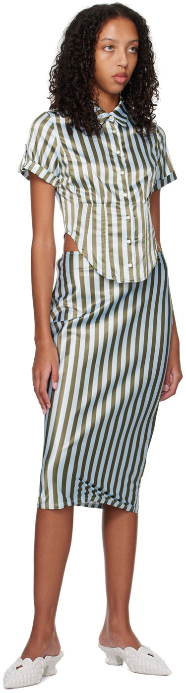 Пола Miaou Miaou Verona Striped Midi Skirt Синьо | 4033SS3DVG, 3