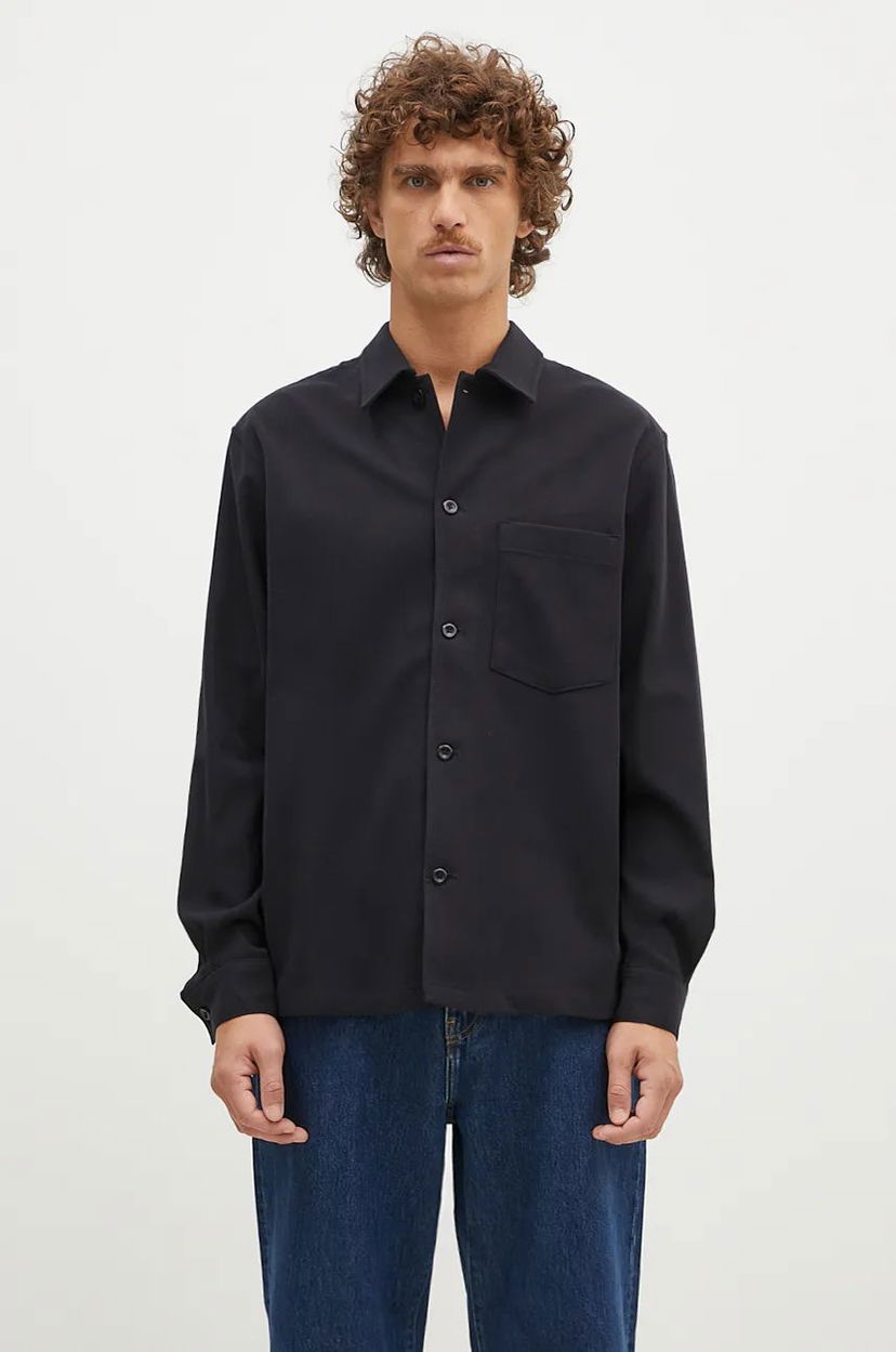 Риза NORSE PROJECTS LS Shirt Carsten Cotton Wool Regular Черно | N40.0806.9999