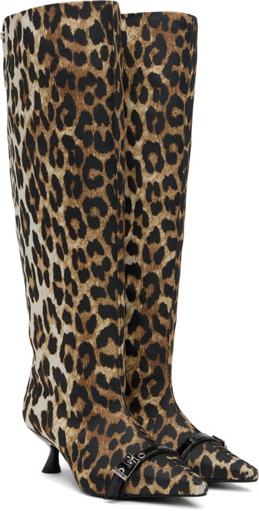 Аксесоари GANNI GANNI Slouchy Leopard-Print Kitten Heel Boots Многоцветен | S2877, 3