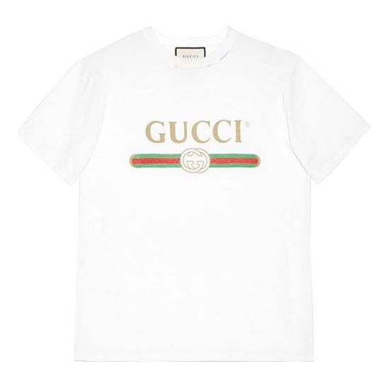 Тениска Gucci Gucci Short Sleeve T-Shirt with Large Logo Бяло | 457095-X5L89-9234