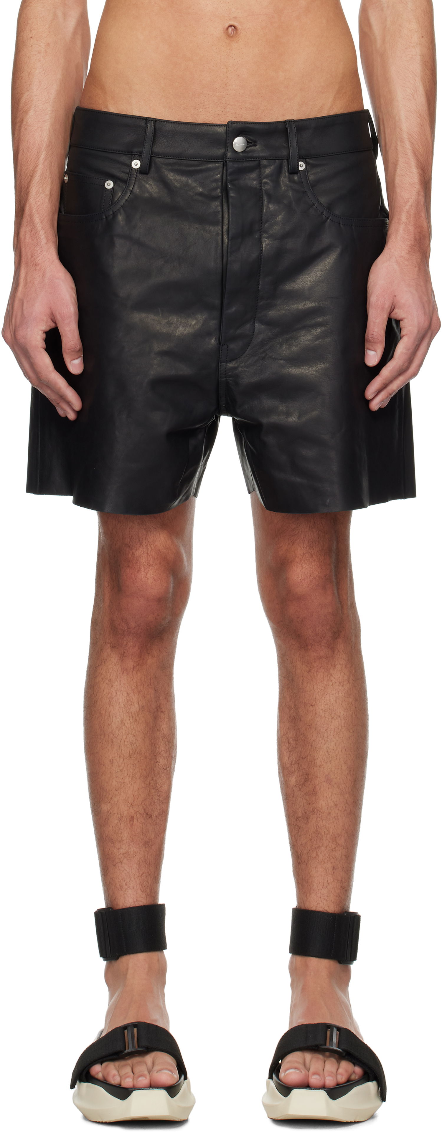 Къси панталони Rick Owens Rick Owens Hollywood Geth Leather Shorts Черно | RU01E5373 LSU, 0