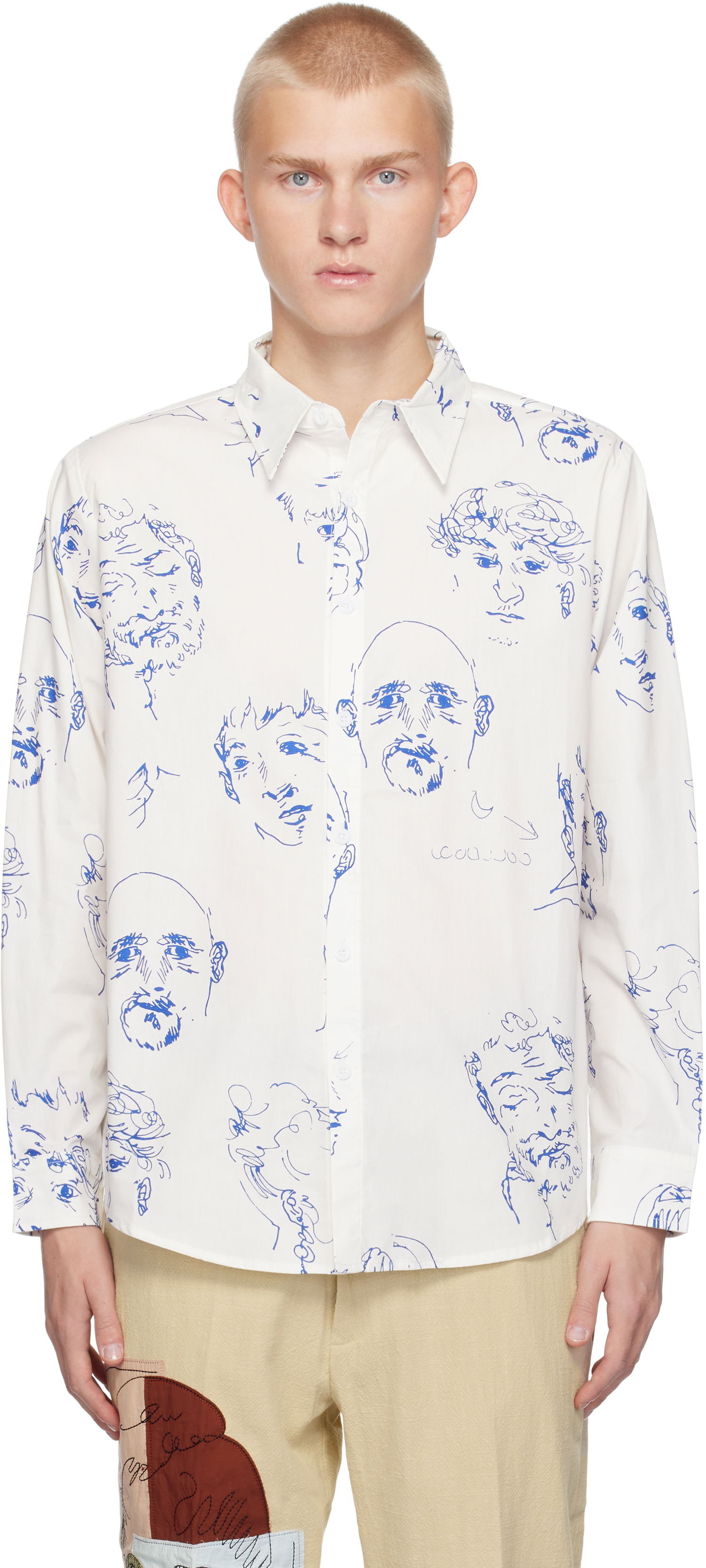 Риза KidSuper Doodle Faces Shirt Бяло | AW24-LTP-02, 0