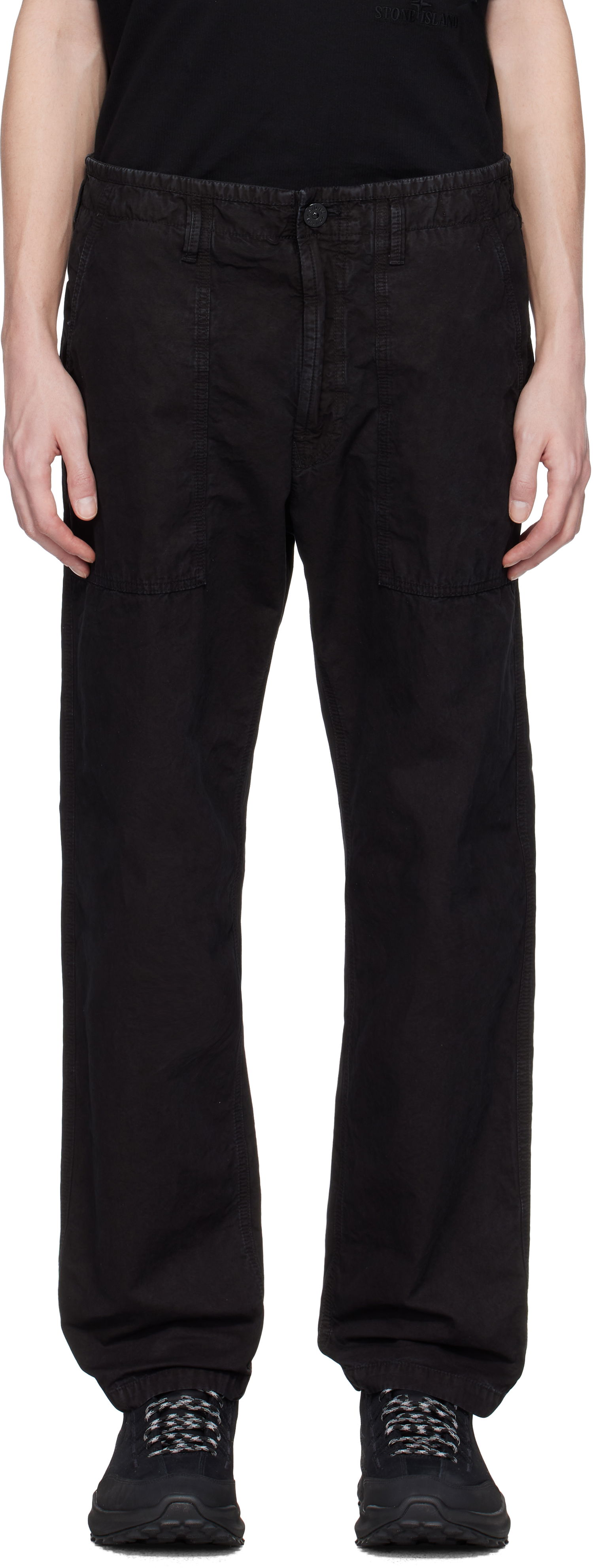 Карго панталони Stone Island Stone Island Brushed Organic Cotton Canvas Old Effect Trousers Черно | K1S15 3100023 S00WA, 0
