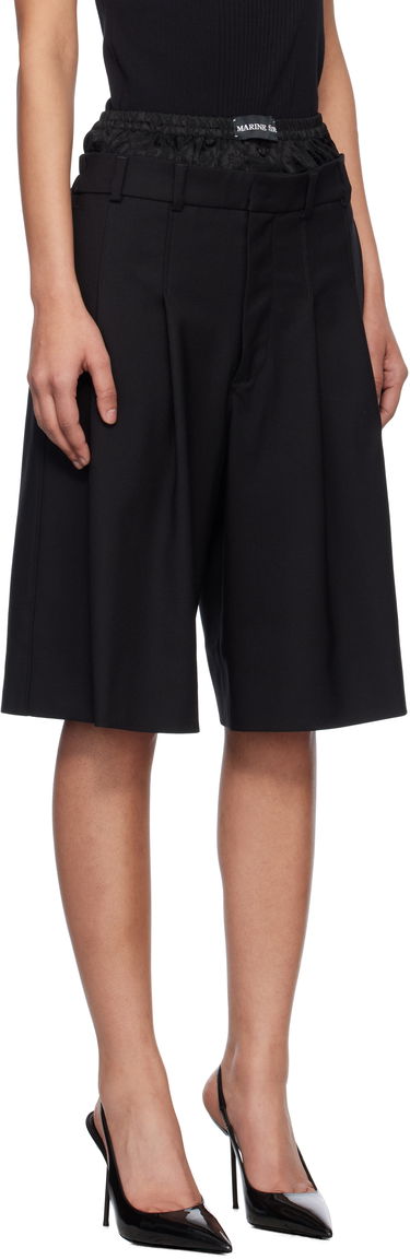 Къси панталони Marine Serre Marine Serre Virgin Wool Twill Shorts Черно | MSH010A RWOV0001, 1