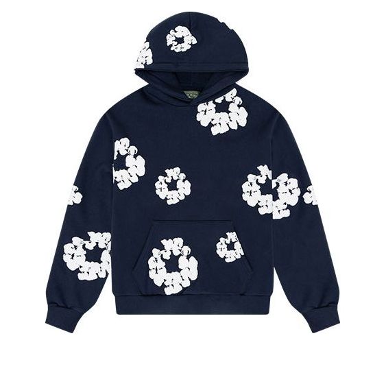Суитчър Denim Tears Denim Tears Cotton Wreath Logo Hoodie Тъмно синьо | 301-080-30