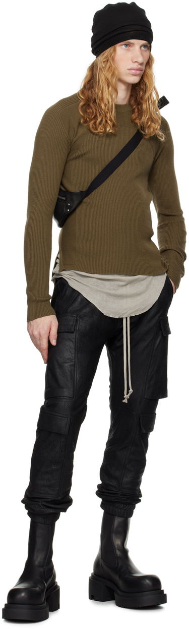 Пуловер Rick Owens Rick Owens Porterville Ribbed Geo Sweater Кафяво | RU02D6639 RIBM, 3
