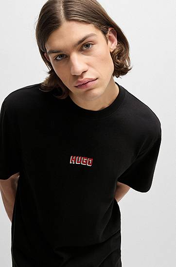 Тениска BOSS Relaxed Fit Cotton T-Shirt with Rear Logo by HUGO Черно | 50519714, 1