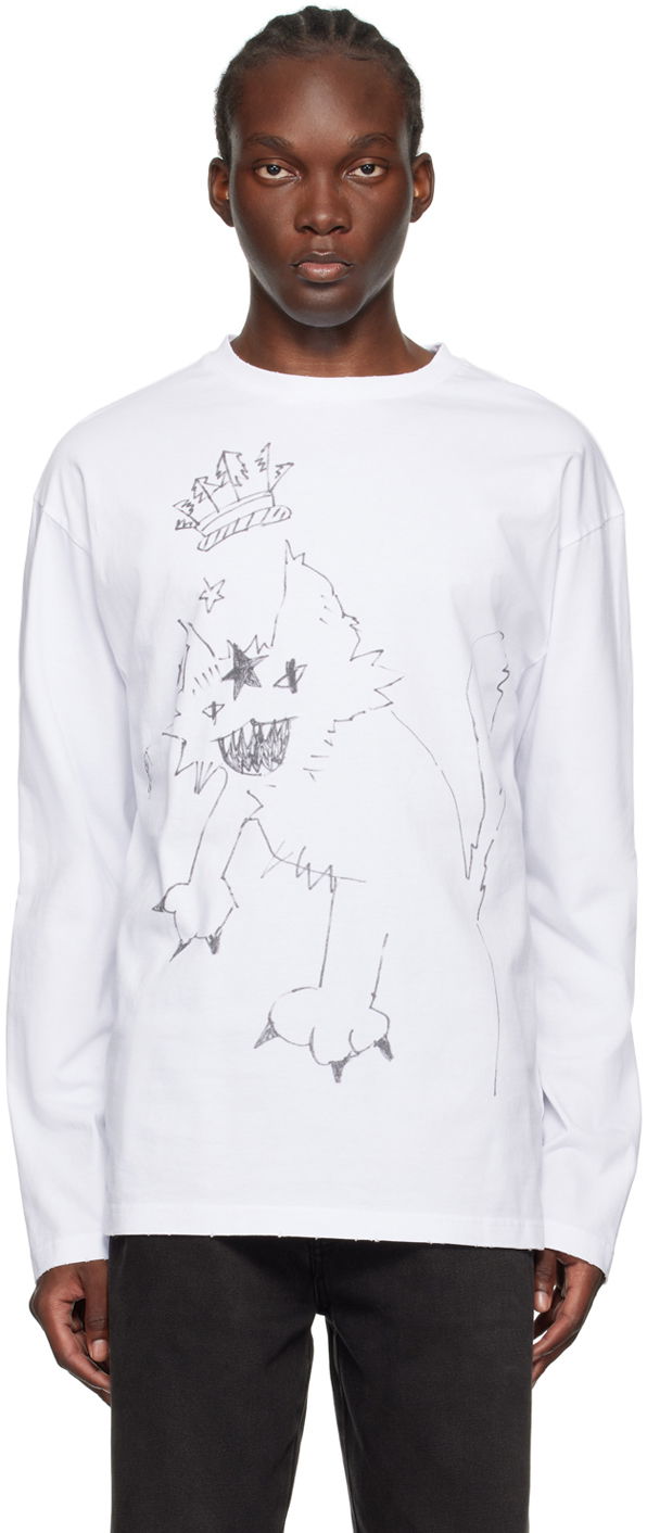 Тениска We11done Monster Graphic Long Sleeve T-Shirt Бяло | WD-TT2-24-747-U-WH, 0