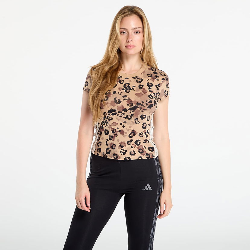 Тениска adidas Performance adidas Animal Print 3-Stripes T-Shirt Бежово | JM1853