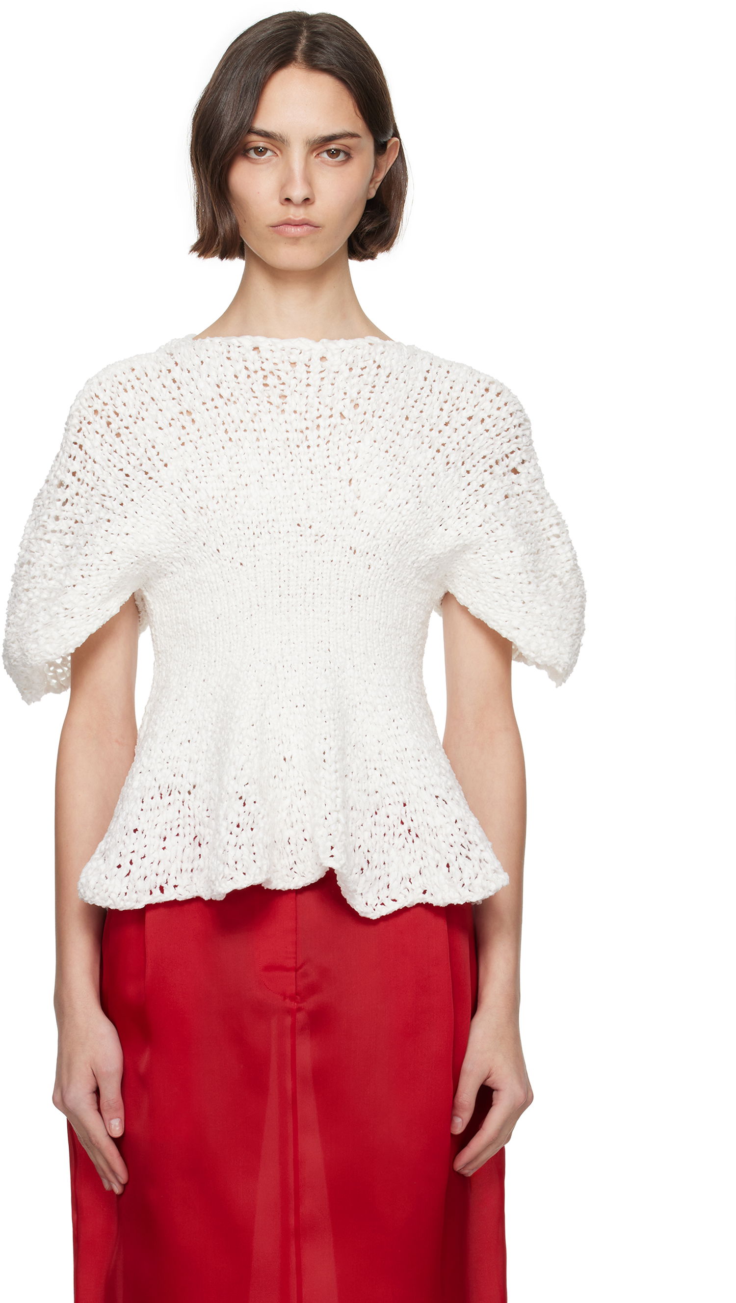 Пуловер Khaite KHAITE Mathilde Peplum Knit Top Бяло | 9812121, 0