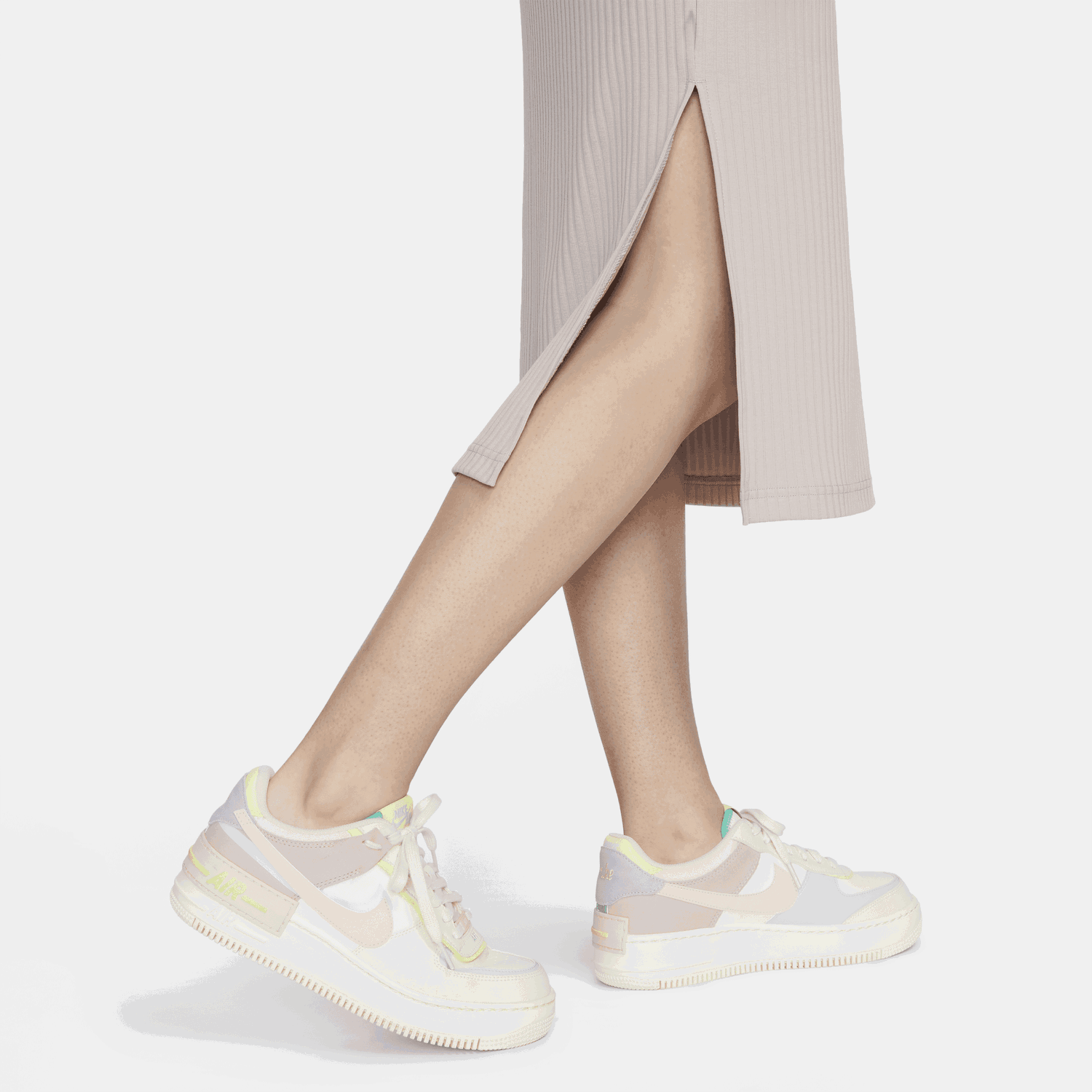 Пола Nike High-Waisted Ribbed Jersey Skirt Бежово | DV7956-272, 1