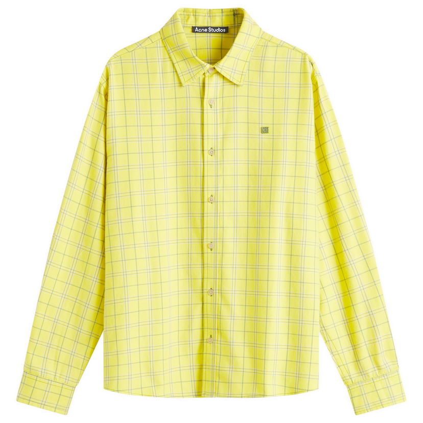 Риза Acne Studios Sarlie Face Flannel Check Shirt Жълто | CB0092-AN5