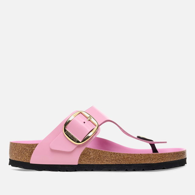 Gizeh Big Buckle Slim Fit High Shine Toe Post Sandals - Fondant Pink - UK 8