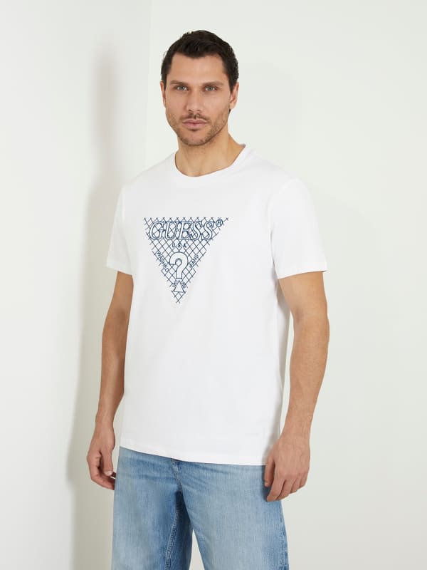 Тениска GUESS Embroidered Triangle Logo Бяло | M4RI27K8FQ4