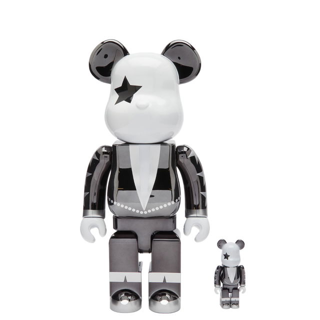 Kiss Star Child Chrome Version Be@rbrick in Black 100%/400%